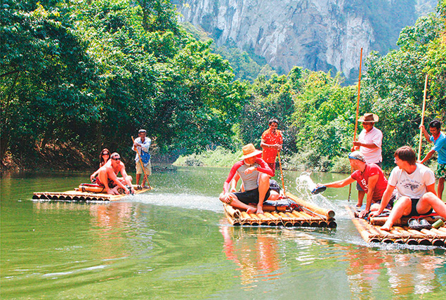 Национальный парк Као Сок. Сплав по реке на бамбуковых плотах